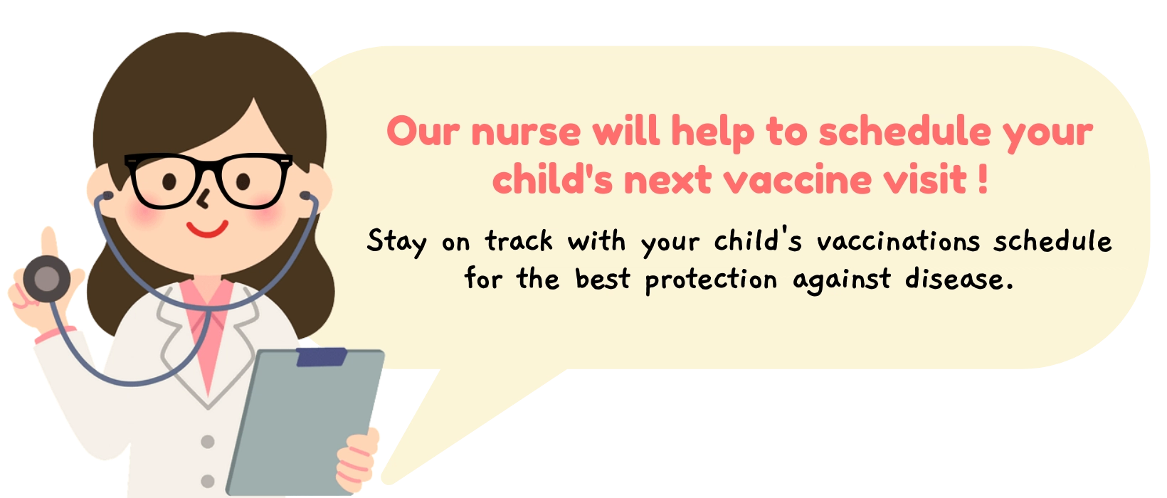 Firststep Child Specialist Friendly Nurse Helping make schedule on vaccination appointment