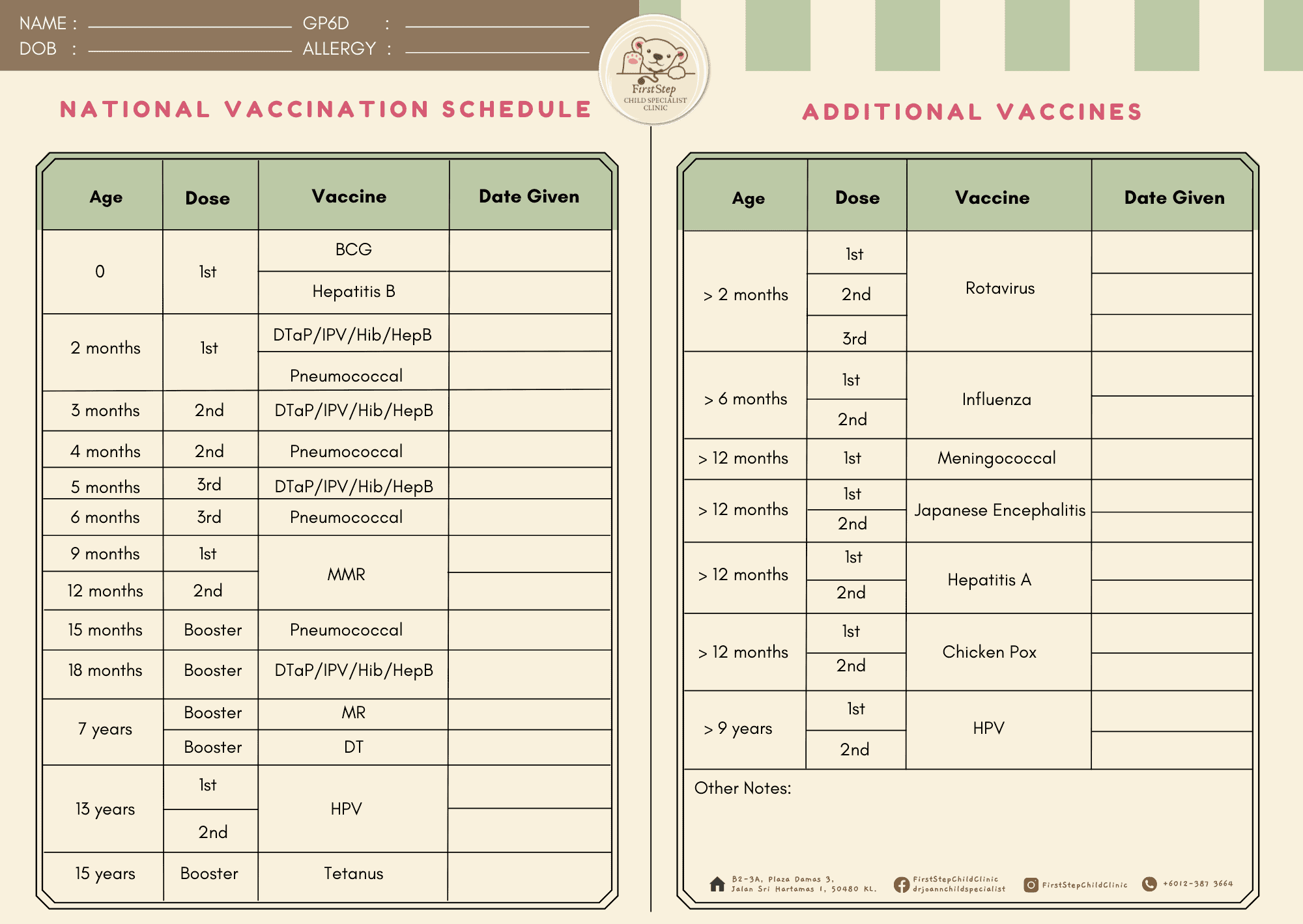 Vaccines2 Schedule