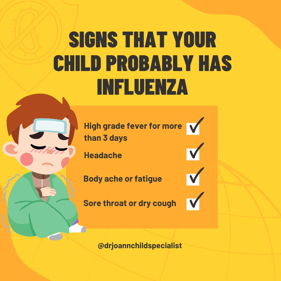 Signs that your child probably has influeza