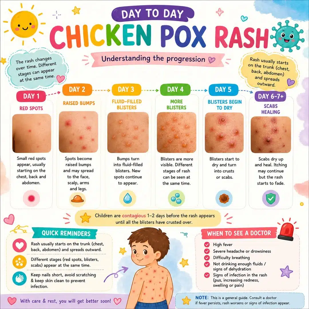 Chickenpox in Children 1 Chickenpox rashes progresssion